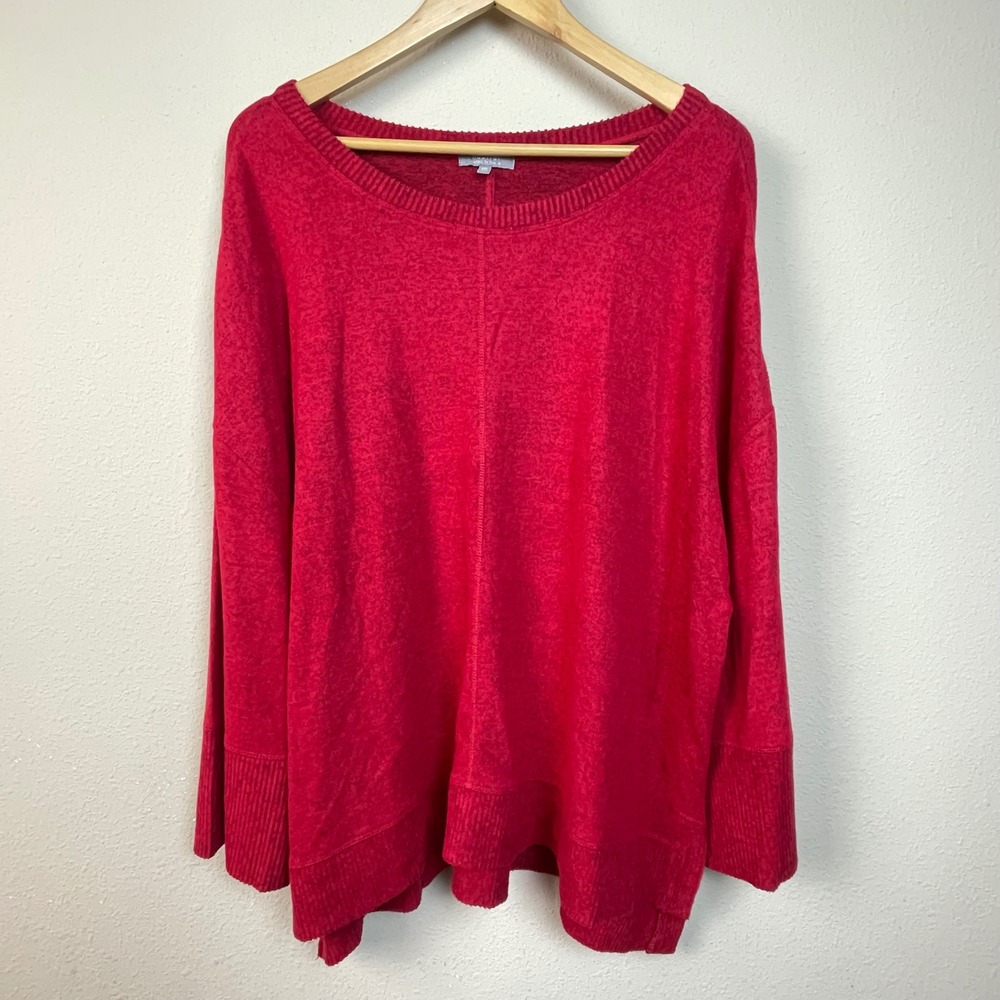 Habitat Red Heathered Long Sleeve V Neck Tunic Top Women's‎ Plus XXL Boat Neck